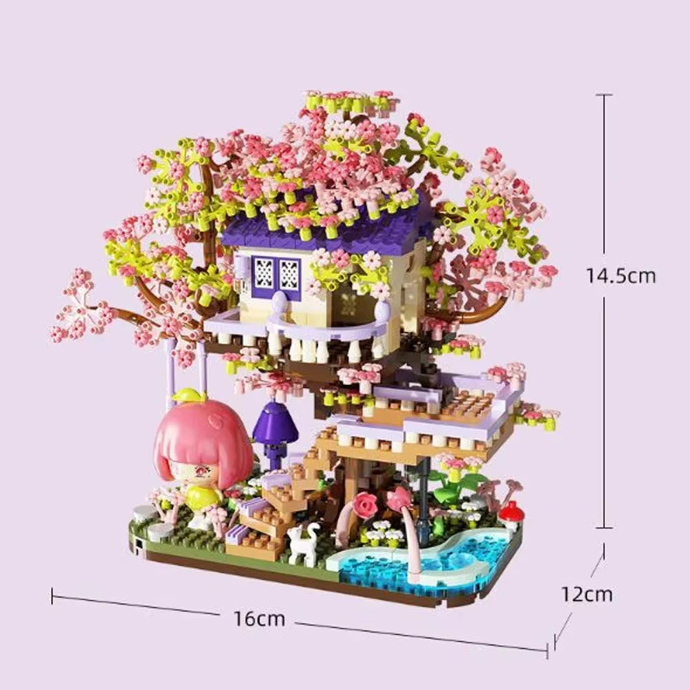 Romantic Blossom Sakura Tree Micro Mini Building Blocks Toys Perfect Gift Multiple Styles Office & Home Decor Challenging Bricks
