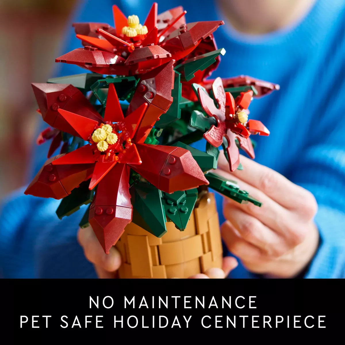 LEGO Icons Poinsettia Plant and Flower Building Set for Adults and Christmas Centerpiece Table Decor - 10370