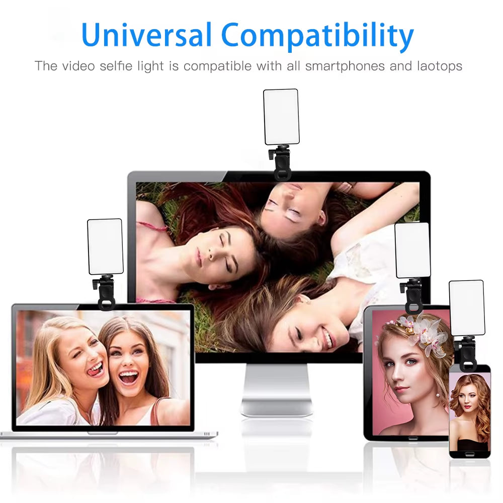 Mini Clip-On Mobile Phone LED Light Selfie Light 120 LED 2500K-9000K W/ Battery for Iphone Samsung Huawei Xiaomi Smartphones