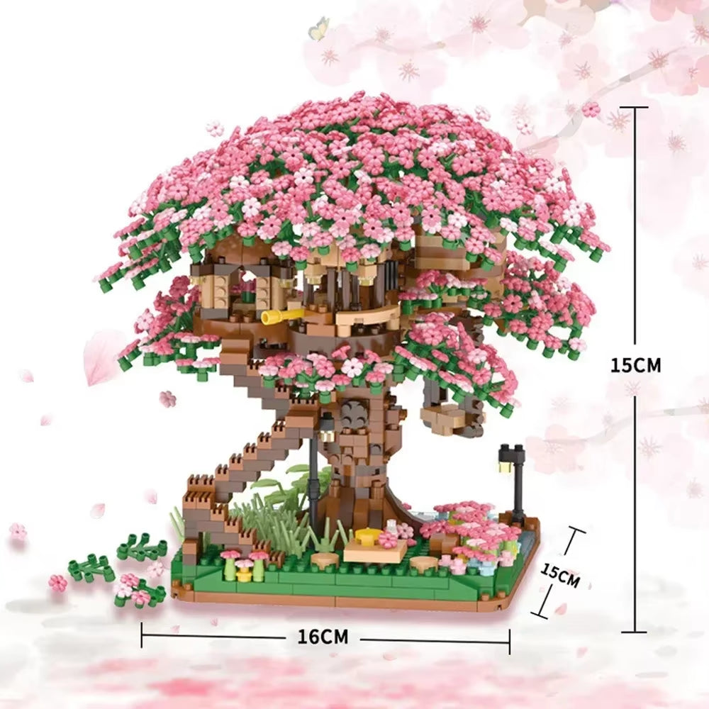 Romantic Blossom Sakura Tree Micro Mini Building Blocks Toys Perfect Gift Multiple Styles Office & Home Decor Challenging Bricks