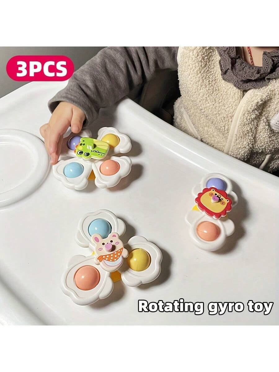 3 Pcs Suction Cup Spinner Toys, Baby Toy,Baby Essentials, Spinning Toys for Toddlers 1-3,Baby Toys,Bath Toys Sensory Toys Early Education Toys Bathtub Toy Dining Chairs Toys, Birthday Gifts for Baby Boy Girl , Suitable for Daily Use of Babies