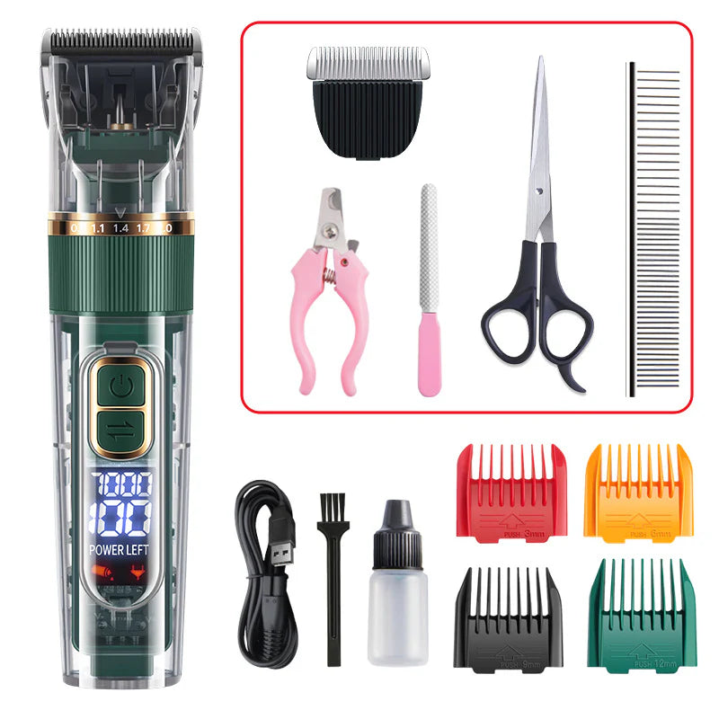 Pet Grooming Clipper for Cats Dogs Rabbits Waterproof Fur Trimming Kit
