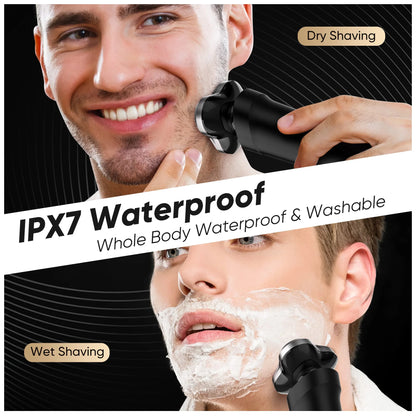 Men'S Electric Shaver, 5 in 1 Rotary Razor Trimmer, Cordless Rechargeable Waterproof, Black