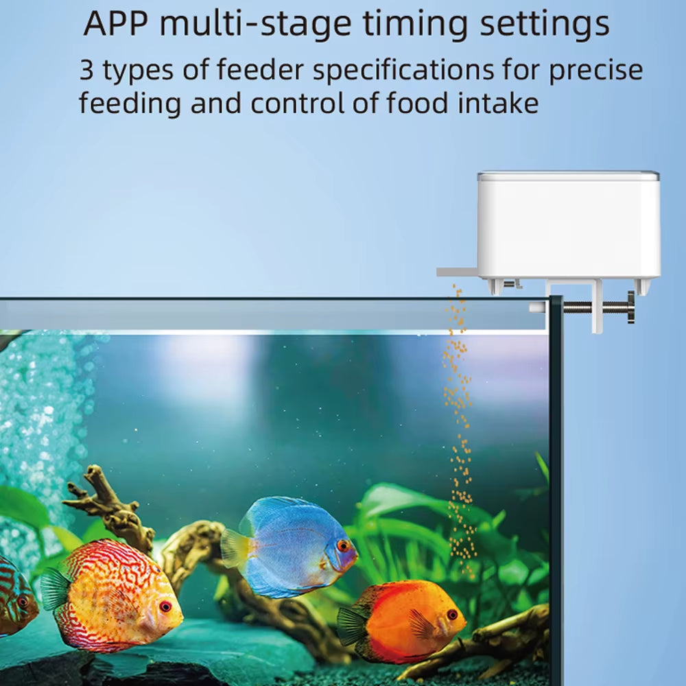 Wifi Smart Automatic Feeder Aquarium Goldfish Timing Feeder 100ML Large Capacity APP Control Feeding Records Remind Fish Feeder