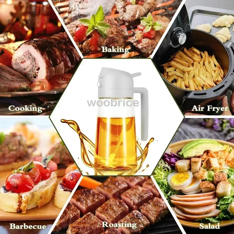 500Ml 2 in 1 Spray Oil Dispenser Olive Oil Spray Barbecue Cooking Olive Oil Jar Baking Vinegar Soy Sauce Spray Container