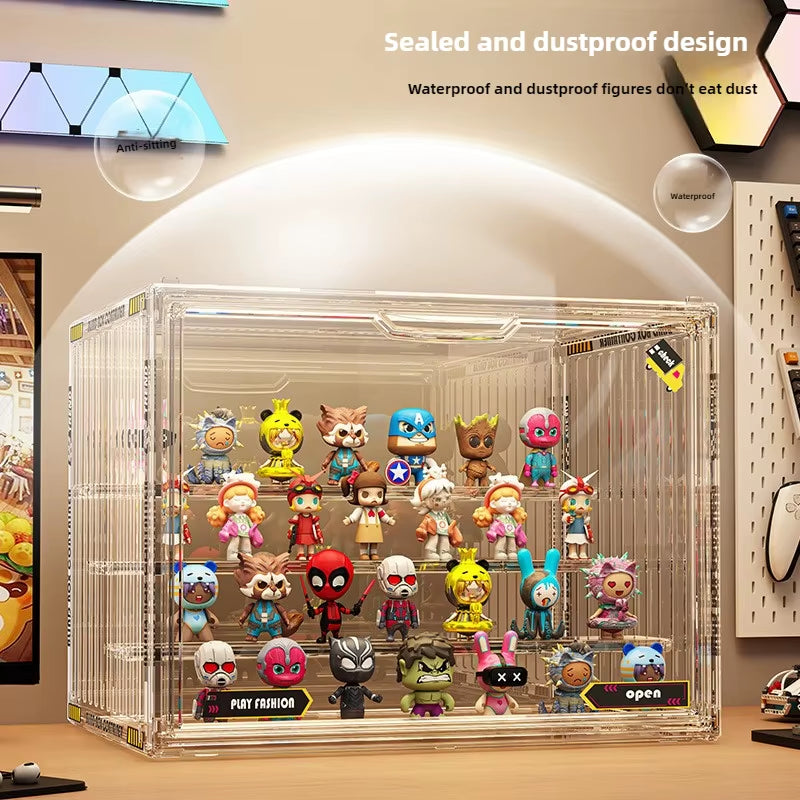 Three Layer Acrylic Display Rack Transparent Showcase Handmade Anime Car Model Blind Box Storage Box Jewelry Sorting Box