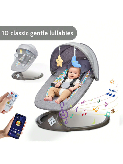 Portable Baby Swings Designed for Infants, Featuring a 5-Point Harness and a Lightweight Structure. They Are Easy to Fold and Suitable for Newborns and Infants Aged 0-12 Months, Supporting a Weight of up to 20 Lbs, and Can Be Used Both Indoors and Ou