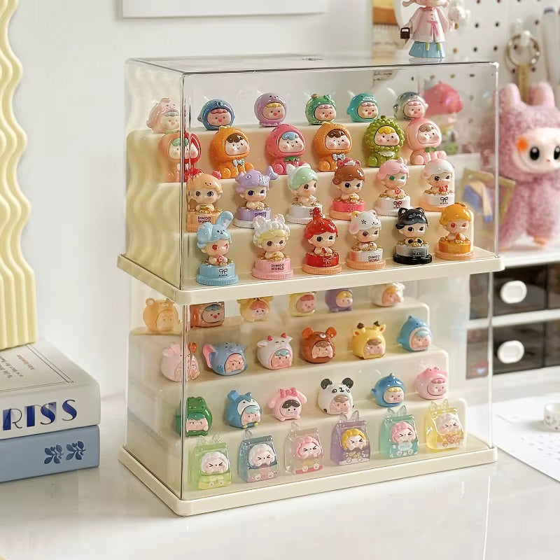 Blind Box Display Rack Dustproof Showcase for Model Figurines Storage Cabinet Transparent Collectible Figures Organizer Box