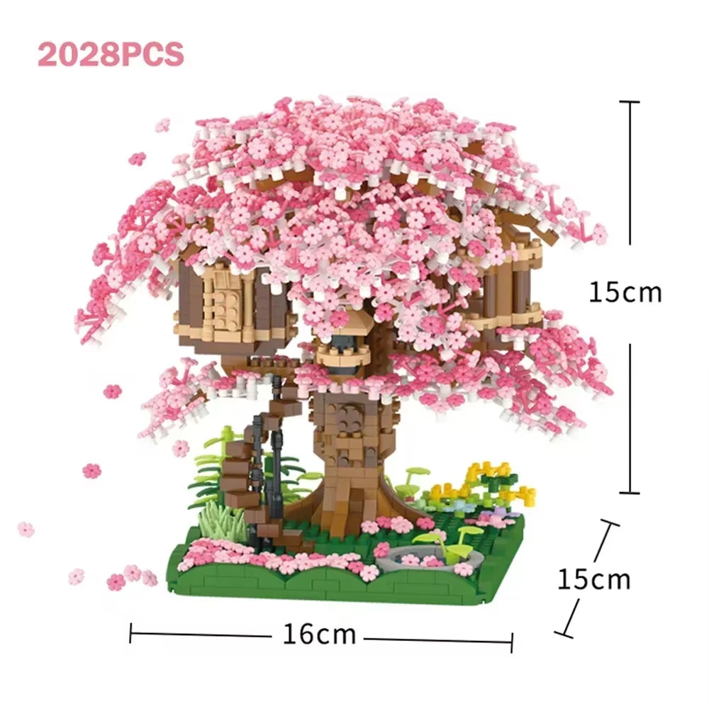 Romantic Blossom Sakura Tree Micro Mini Building Blocks Toys Perfect Gift Multiple Styles Office & Home Decor Challenging Bricks