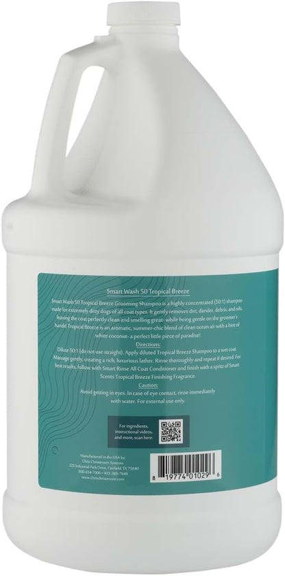 Smartwash50 Ultra Concentrated Dog Shampoo, Makes up to 50 Bottles, Groom like a Professional, Delightfully Fragranced, Suitable for All Coats, Made in the USA (Tropical - Breeze)