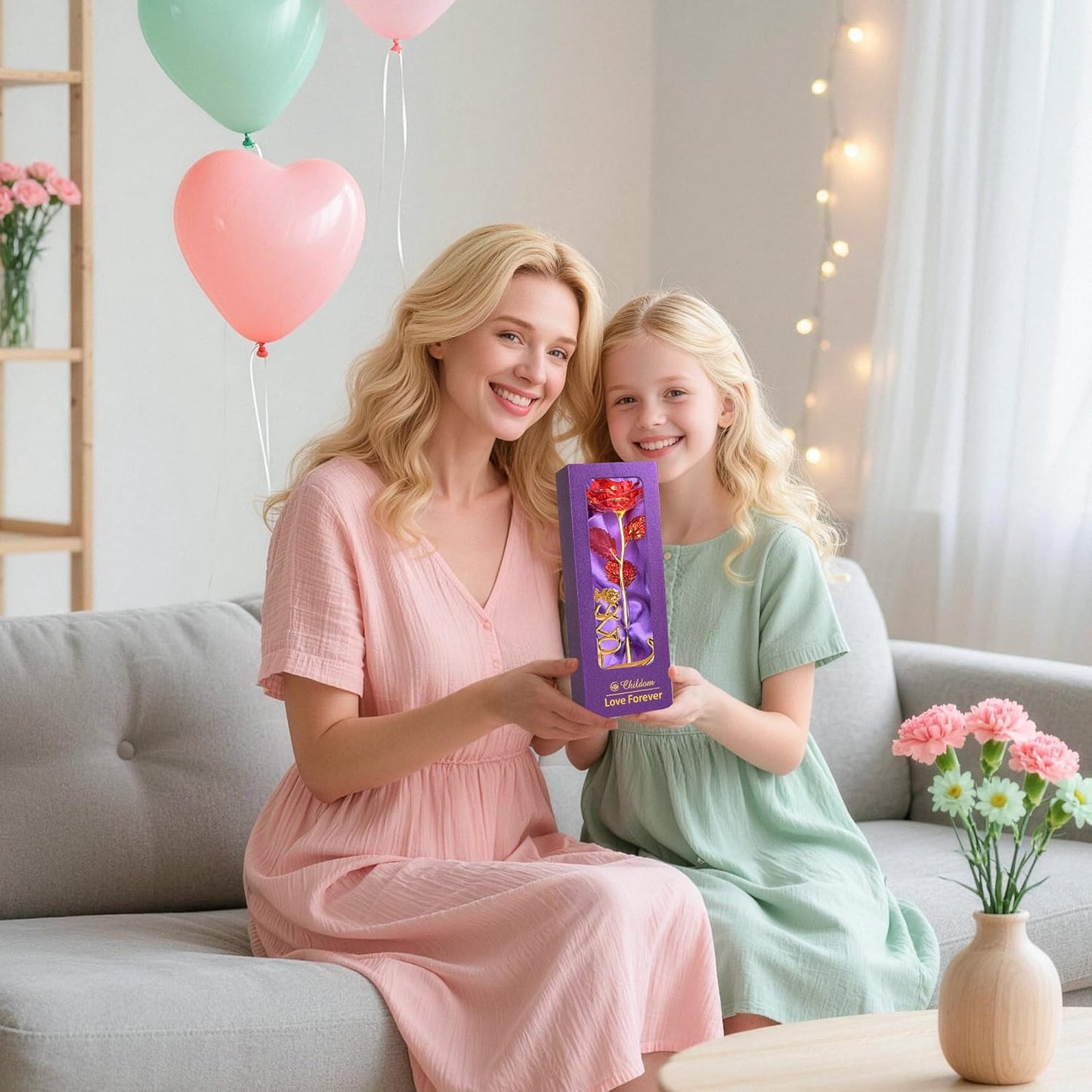 Valentines Day Rose Gifts for Her,Birthday Gifts for Women,Mothers Day Flowers Gifts for Mom,Red Artificial Flower Present with Love Stand for Wife,Grandma,Daughter,Birthday,Anniversary