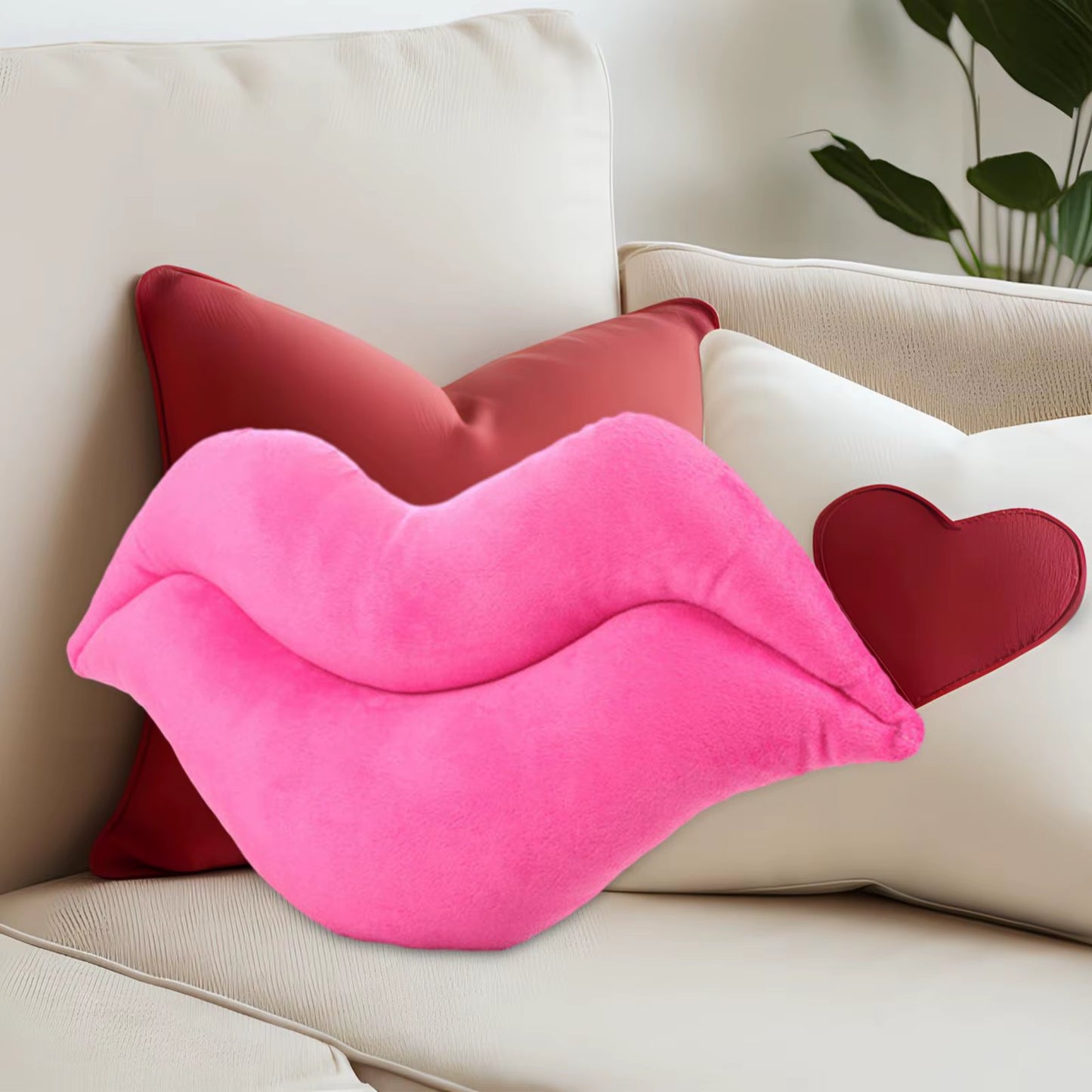 Lip Shaped Throw Pillow Lightweight Valentines Day Decor Decorative Pillow For