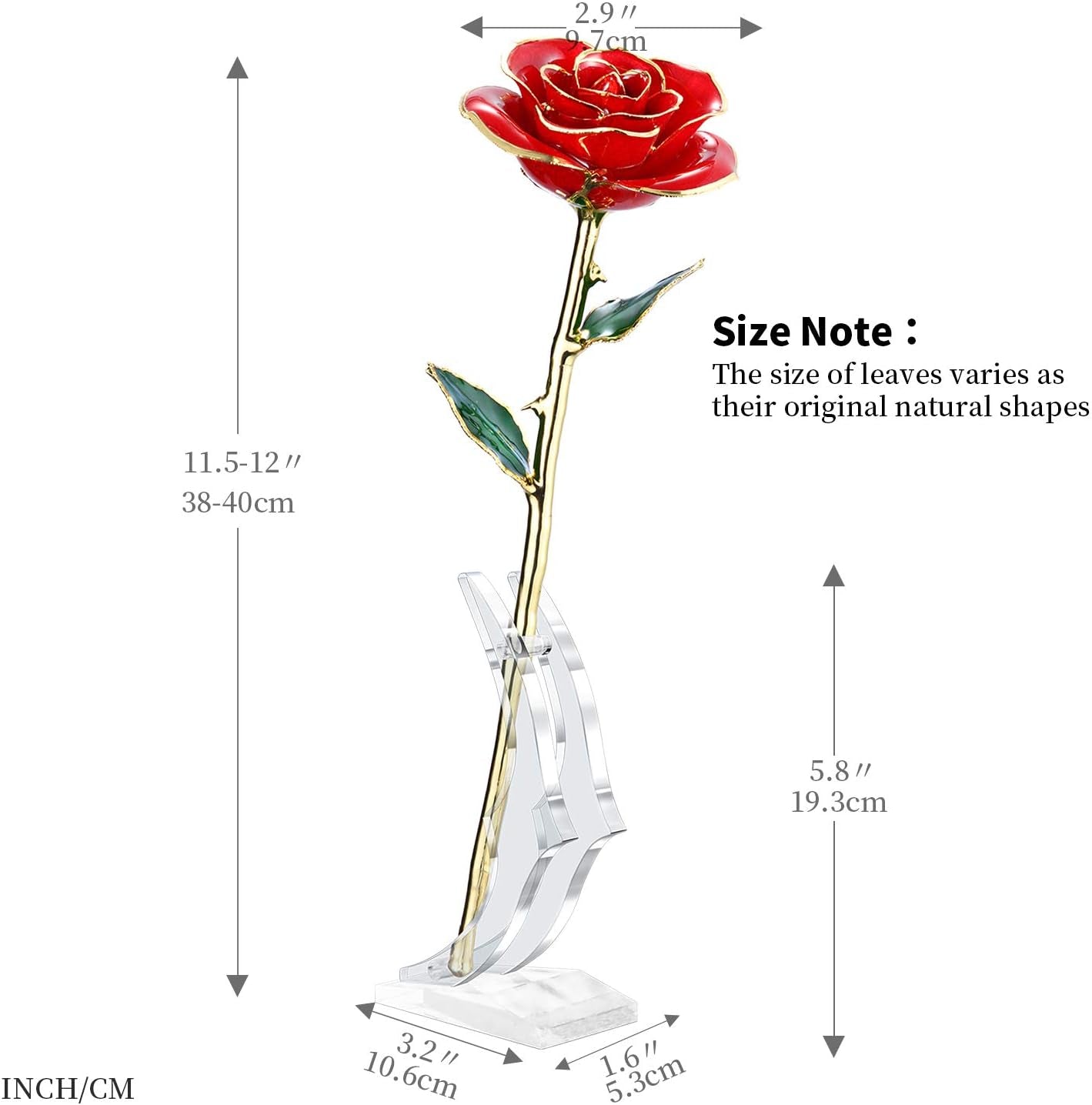 Valentines Day Gift Rose,24K Gold Real Rose Gift for Her and Great Valentines Gift for Her Rose, Red Rose with Stand
