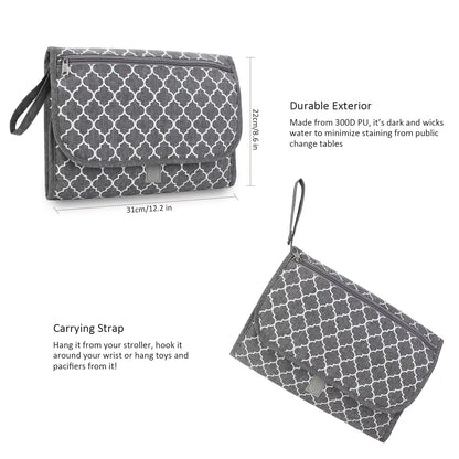 Portable Diaper Changing Pad, Portable Changing Pad for Newborn Girl & Boy - Baby Changing Pad with Smart Wipes Pocket