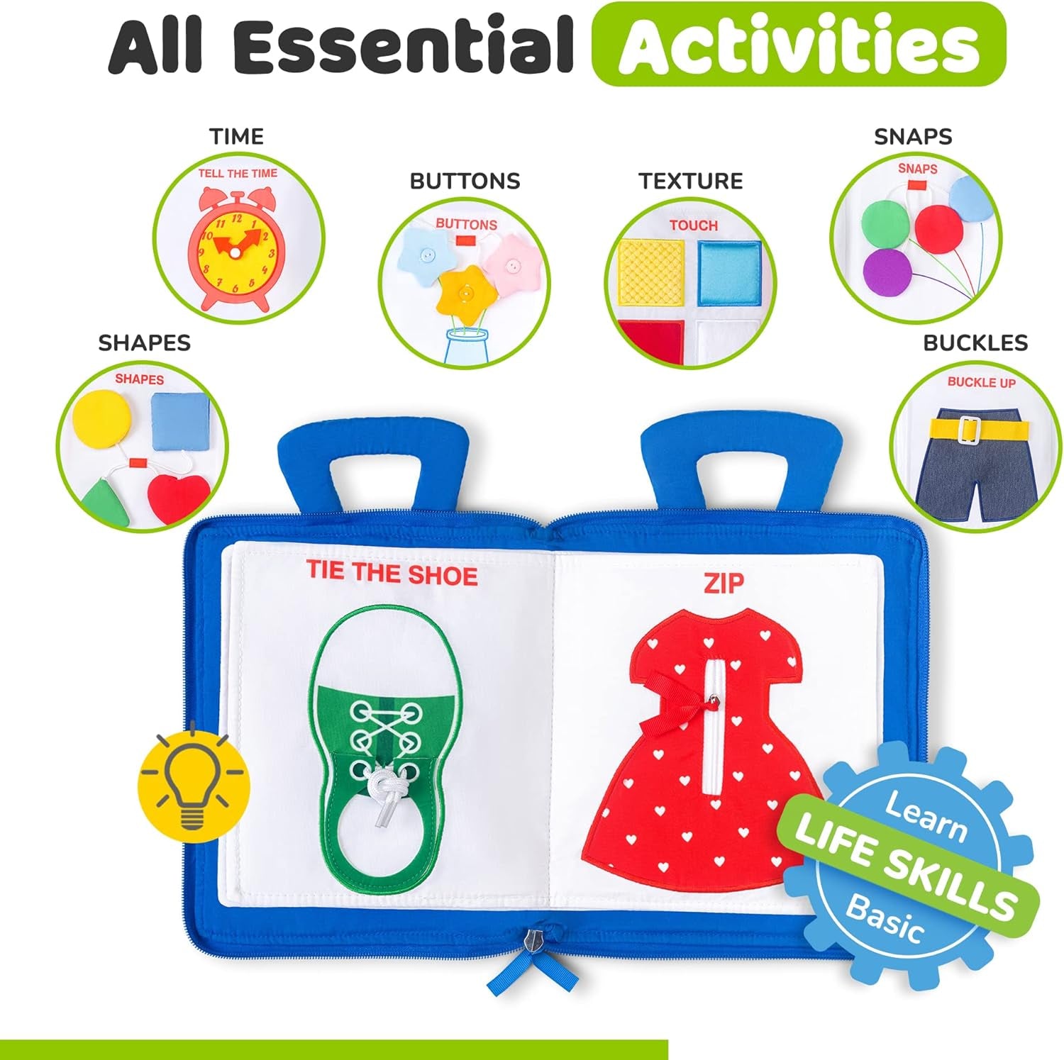 Busy Book for Toddlers 1-3 - Airplane Toys for Toddlers 1-3, My Quiet Book Montessori Toys for 1 Year Old with Kids Plane Activities, Activity Busy Board, for Boys & Girls