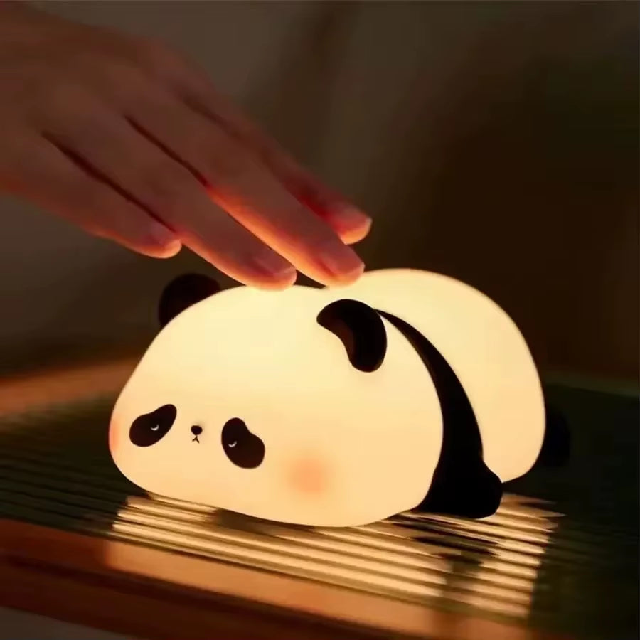 Cute Animal Giraffe Panda Silicone Night Light Timer Patting Lamp Rechargeable Night Lamp for Kids Boys Birthday Gift Room Decor