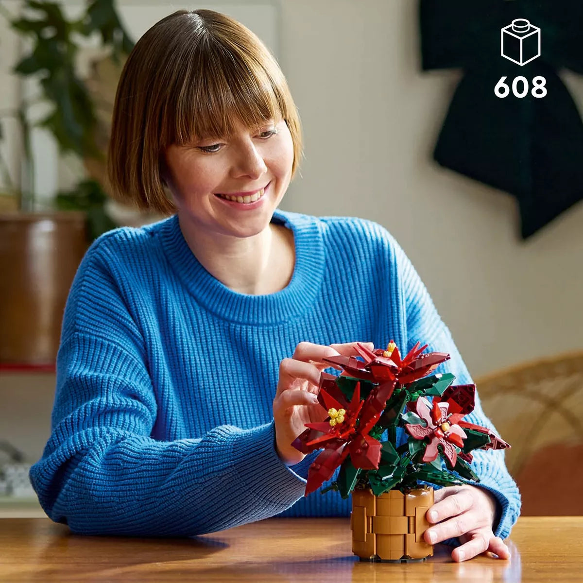 LEGO Icons Poinsettia Plant and Flower Building Set for Adults and Christmas Centerpiece Table Decor - 10370