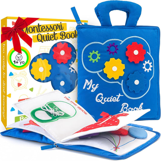 Busy Book for Toddlers 1-3 - Airplane Toys for Toddlers 1-3, My Quiet Book Montessori Toys for 1 Year Old with Kids Plane Activities, Activity Busy Board, for Boys & Girls