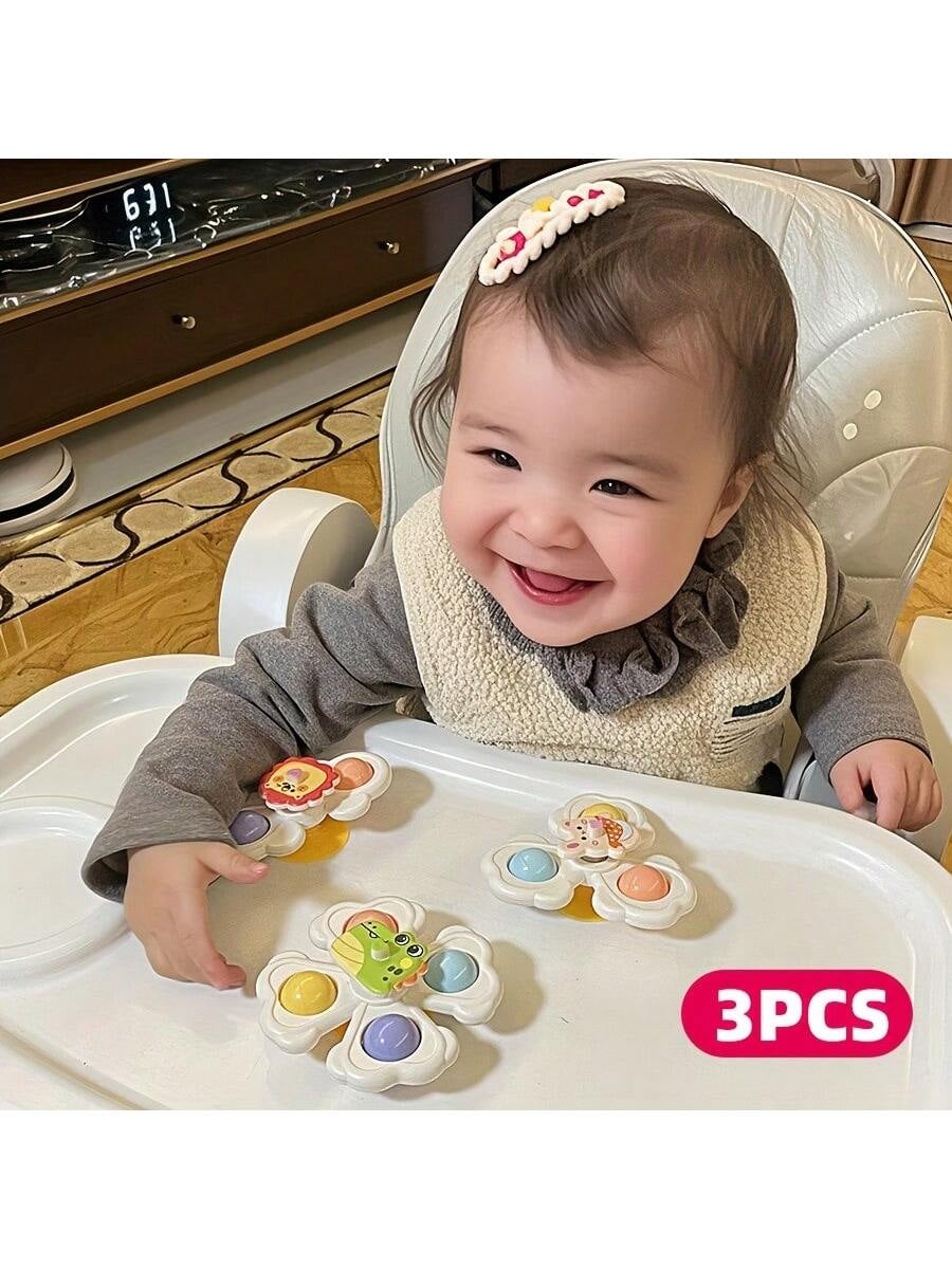 3 Pcs Suction Cup Spinner Toys, Baby Toy,Baby Essentials, Spinning Toys for Toddlers 1-3,Baby Toys,Bath Toys Sensory Toys Early Education Toys Bathtub Toy Dining Chairs Toys, Birthday Gifts for Baby Boy Girl , Suitable for Daily Use of Babies