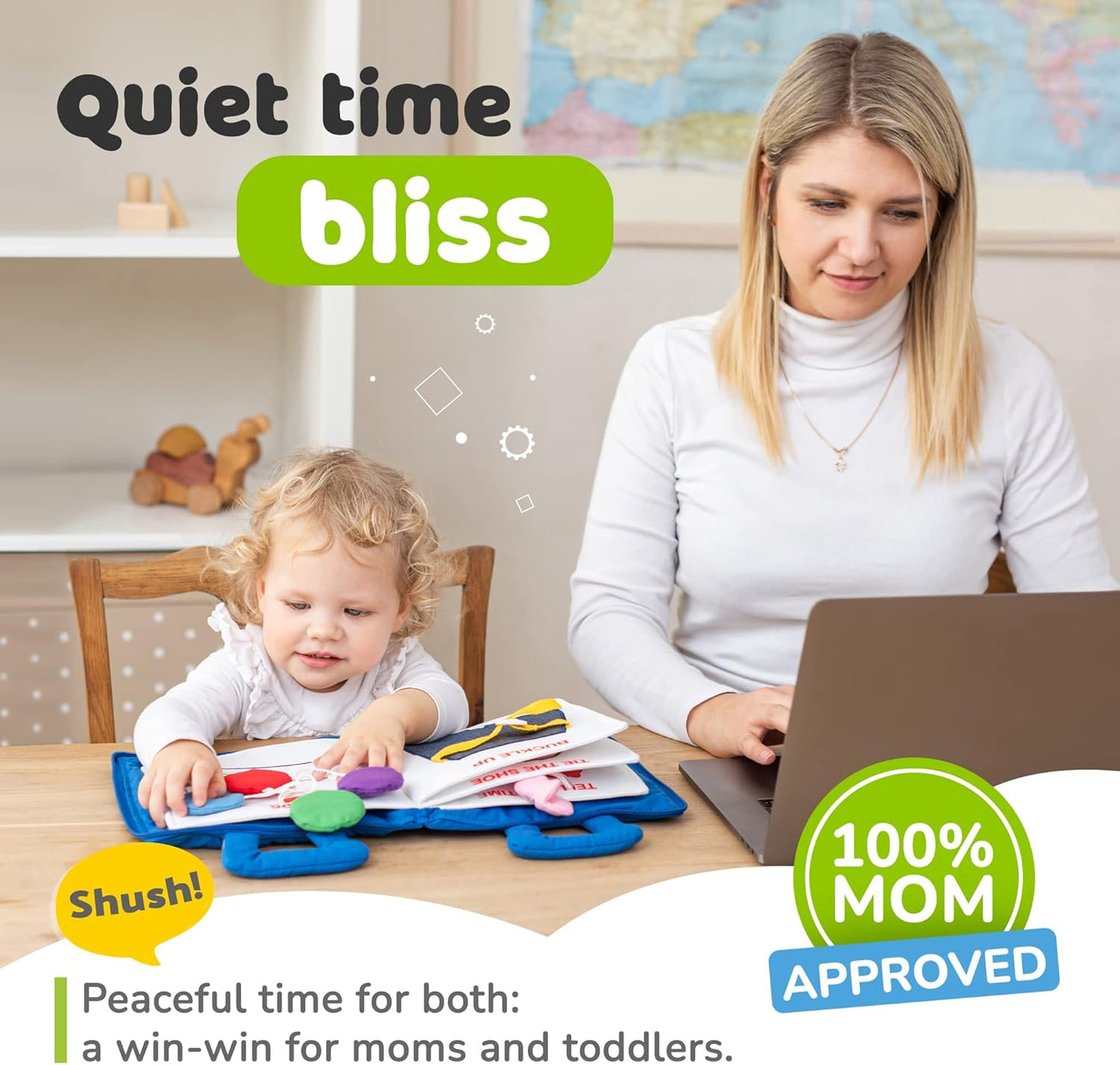 Busy Book for Toddlers 1-3 - Airplane Toys for Toddlers 1-3, My Quiet Book Montessori Toys for 1 Year Old with Kids Plane Activities, Activity Busy Board, for Boys & Girls