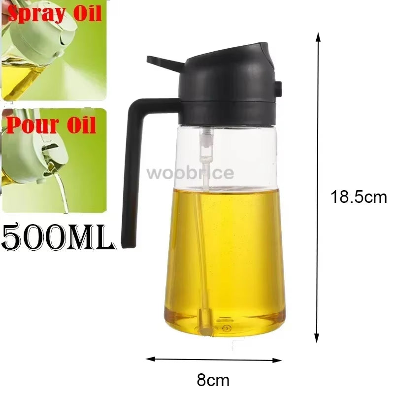500Ml 2 in 1 Spray Oil Dispenser Olive Oil Spray Barbecue Cooking Olive Oil Jar Baking Vinegar Soy Sauce Spray Container