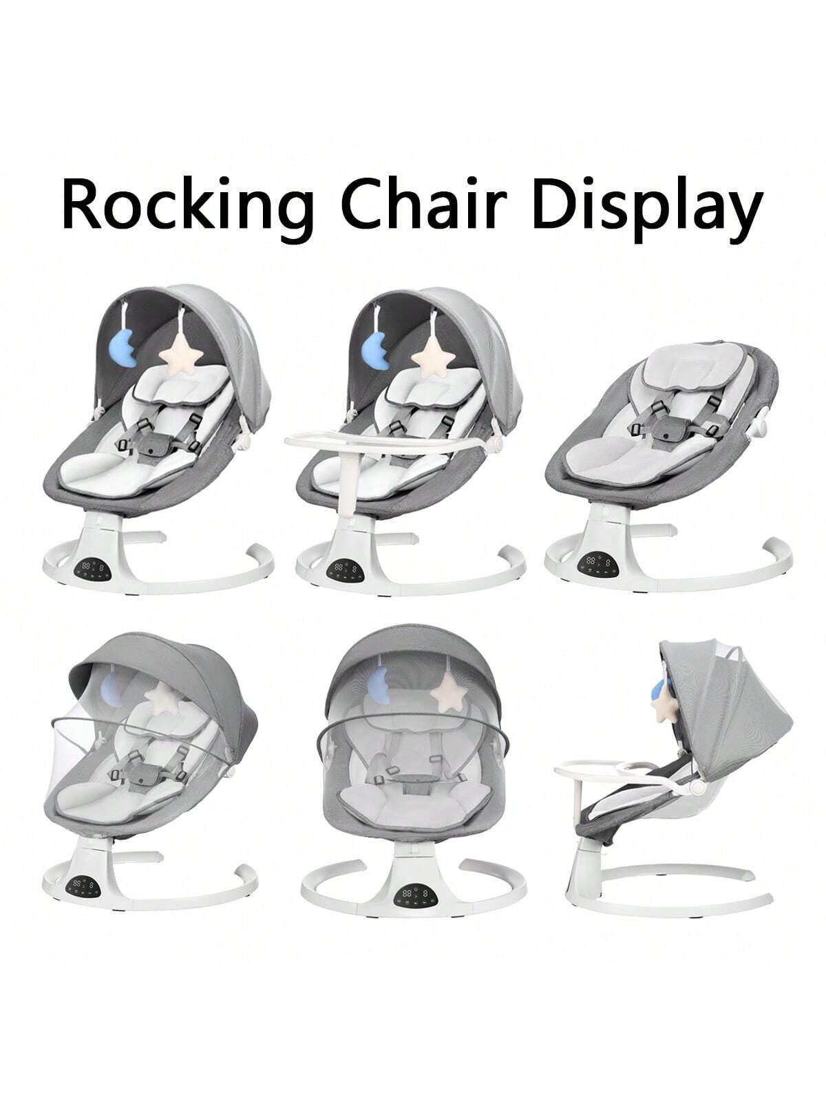 Baby Swings Chair for 0-12 Months with 3 Positions, 5-Point Harness, 5 Speeds, Aluminum Alloy Frame, Portable Indoor & Outdoor Rocker with Musical Speaker, No Assembly Required - Ideal for Infants, Perfect Gift for Halloween & Christmas