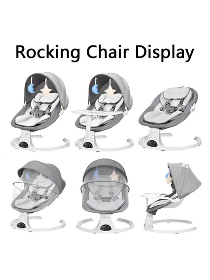 Baby Swings Chair for 0-12 Months with 3 Positions, 5-Point Harness, 5 Speeds, Aluminum Alloy Frame, Portable Indoor & Outdoor Rocker with Musical Speaker, No Assembly Required - Ideal for Infants, Perfect Gift for Halloween & Christmas