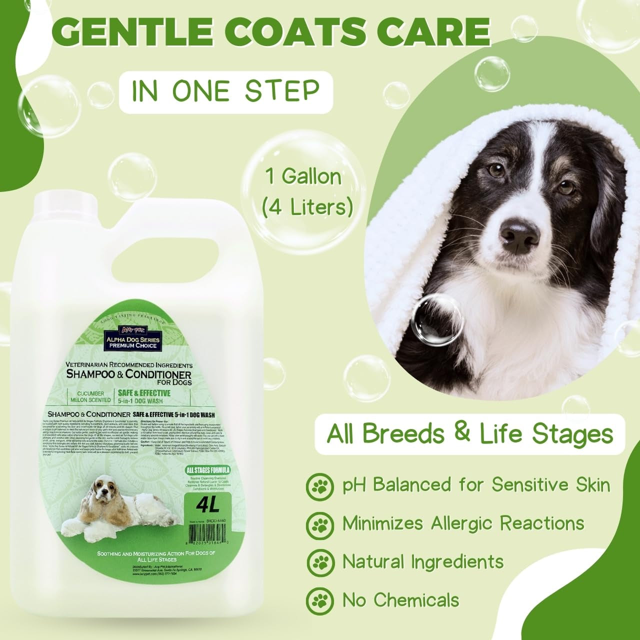 All Stages Natural Dog Shampoo and Conditioner Set with Aloe Vera Ph-Balanced Dog Grooming Shampoo and Conditio