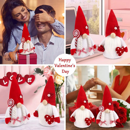 2PCS Valentines Day Gnome Plush Decorations Swedish Tomte Gnomes, Romantic Valentines Day Decor Scandinavian Gnomes Decorations, 11.4 Inche