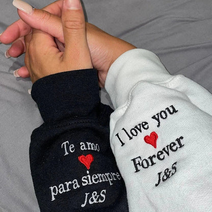 Custom Embroidered Roman Numeral Date Sweatshirt Initial on Sleeve | Valentines Couples Gift 1St Anniversary Gift