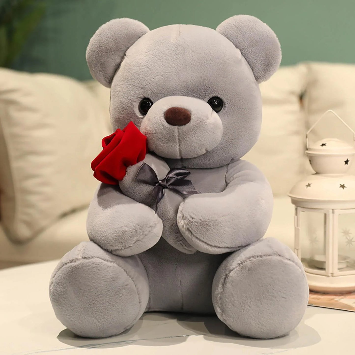 Gift 9.1" Valentines Day Stuffed Animals Teddy Bear with Rose, Large Rose Bear Valentines Day Gift Plush Toy Cartoon Cuddly Doll Birthday Party Holiday Wedding Decor Gift Stuffed Animals