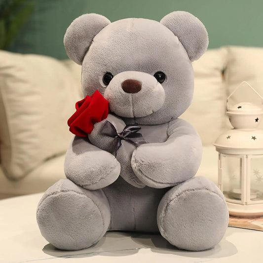 Gift 9.1" Valentines Day Stuffed Animals Teddy Bear with Rose, Large Rose Bear Valentines Day Gift Plush Toy Cartoon Cuddly Doll Birthday Party Holiday Wedding Decor Gift Stuffed Animals