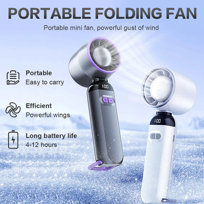 2025 Air Cooling Fan USB Charging LED Digital Display Portable Hand Fan Outdoor Travel Ice Refrigeration Small Electric Fan