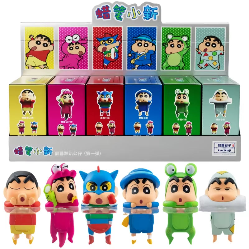 Original Crayon Shin Chan Blind Boxs Toys Kawaii Figures Anime Model Mobile Phone and Computer Screen Car Ornament Toys