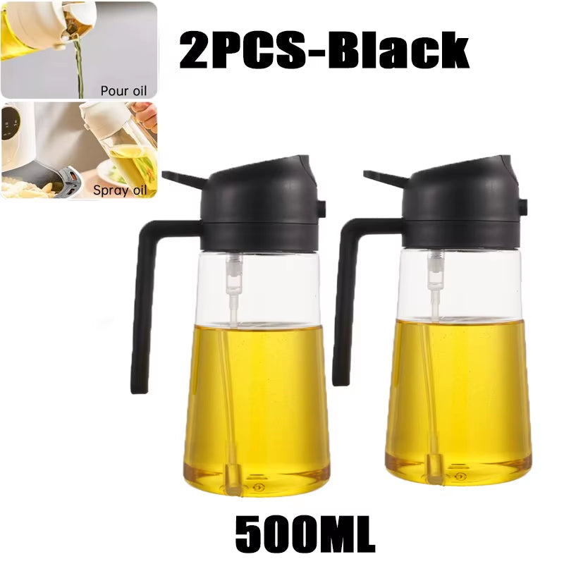 500Ml 2 in 1 Spray Oil Dispenser Olive Oil Spray Barbecue Cooking Olive Oil Jar Baking Vinegar Soy Sauce Spray Container
