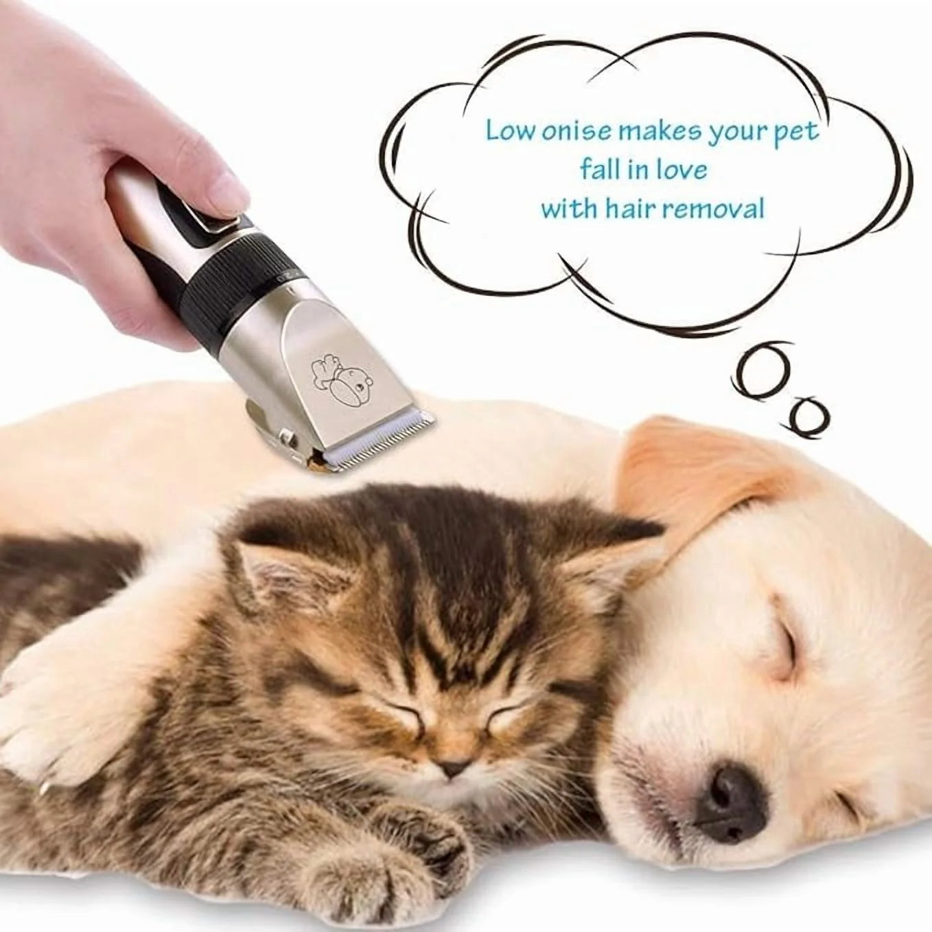 Pet Hair Clipper Dog Hair Clippers, Dog Grooming Kit, Cordless Quiet Pets Clippers Hair Trimmer, Dog Shaver Clipper with 4 Comb Guides, 5 Size Fine Tuning Knob for Thick Coats Cats