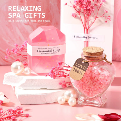 Gift Baskets Set for Women, 10 Pack Bath and Body Set for Christmas Holiday Birthday Gift, Pink