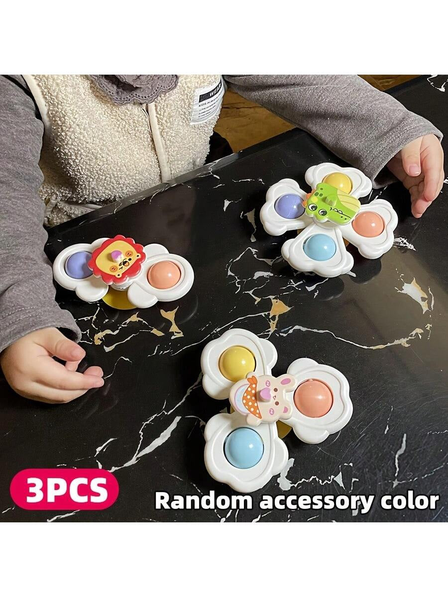 3 Pcs Suction Cup Spinner Toys, Baby Toy,Baby Essentials, Spinning Toys for Toddlers 1-3,Baby Toys,Bath Toys Sensory Toys Early Education Toys Bathtub Toy Dining Chairs Toys, Birthday Gifts for Baby Boy Girl , Suitable for Daily Use of Babies