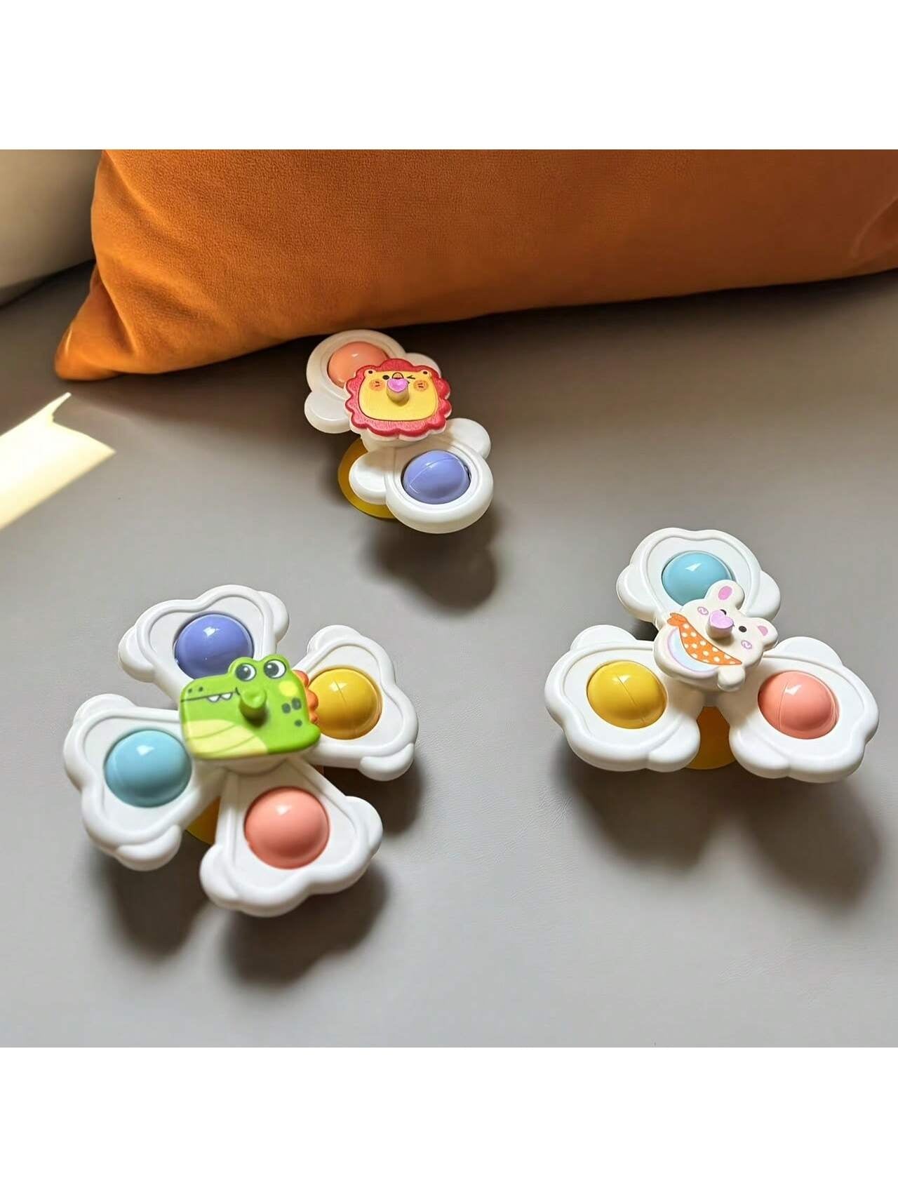 3 Pcs Suction Cup Spinner Toys, Baby Toy,Baby Essentials, Spinning Toys for Toddlers 1-3,Baby Toys,Bath Toys Sensory Toys Early Education Toys Bathtub Toy Dining Chairs Toys, Birthday Gifts for Baby Boy Girl , Suitable for Daily Use of Babies