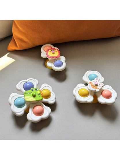 3 Pcs Suction Cup Spinner Toys, Baby Toy,Baby Essentials, Spinning Toys for Toddlers 1-3,Baby Toys,Bath Toys Sensory Toys Early Education Toys Bathtub Toy Dining Chairs Toys, Birthday Gifts for Baby Boy Girl , Suitable for Daily Use of Babies