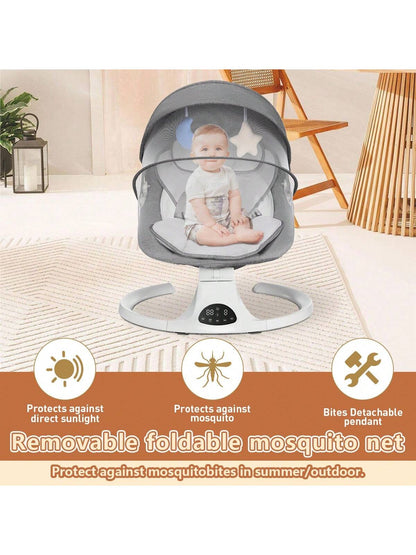 Baby Swings Chair for 0-12 Months with 3 Positions, 5-Point Harness, 5 Speeds, Aluminum Alloy Frame, Portable Indoor & Outdoor Rocker with Musical Speaker, No Assembly Required - Ideal for Infants, Perfect Gift for Halloween & Christmas