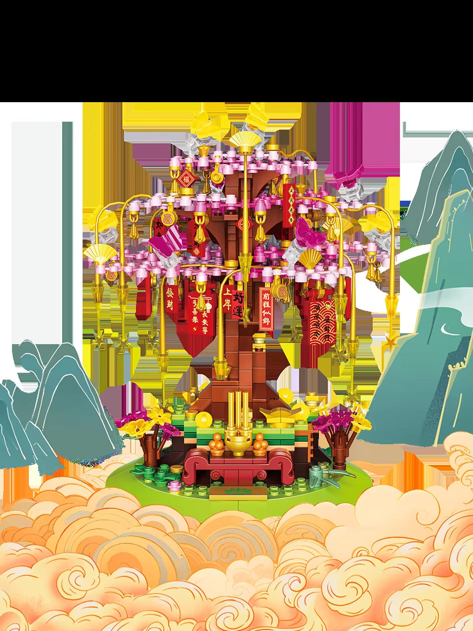 Money Tree Mini Building Blocks Series 3D Model Bricks Adult Decoration Children'S Toys Gift Blessing Safe & Sound