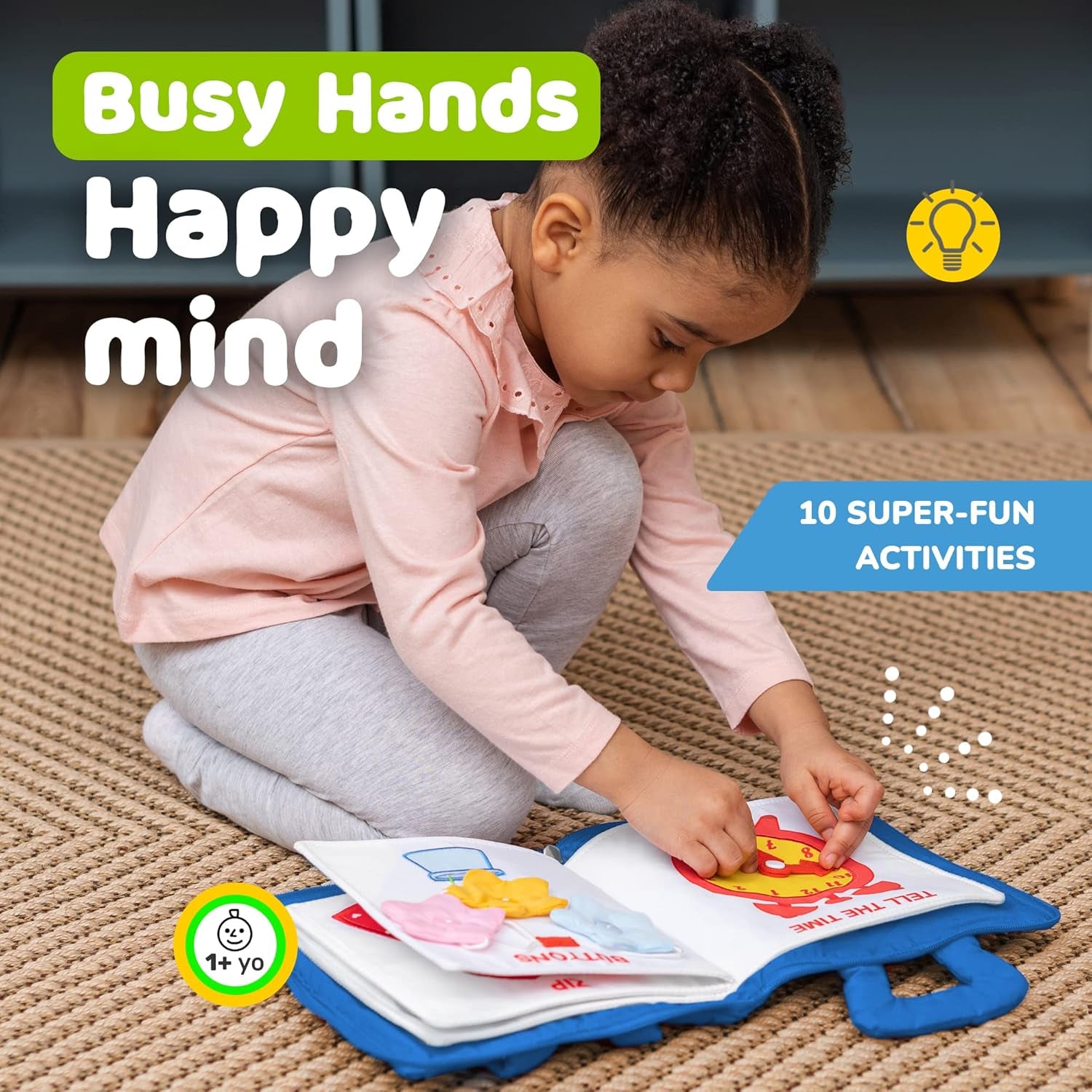 Busy Book for Toddlers 1-3 - Airplane Toys for Toddlers 1-3, My Quiet Book Montessori Toys for 1 Year Old with Kids Plane Activities, Activity Busy Board, for Boys & Girls