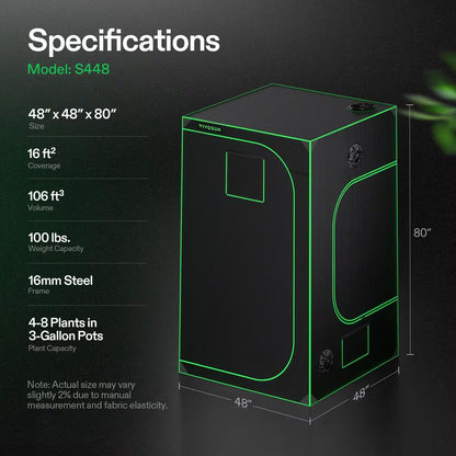 4 Ft. X 4 Ft. Mylar Hydroponic Grow Tent with Observation Window and Floor Tray