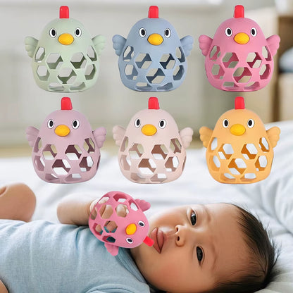 1/2PCS Baby Silicone Teethers Toys Cartoon Chick Shape Baby Toys Skeleton Baby Care Equipment Chewing Training Baby Products