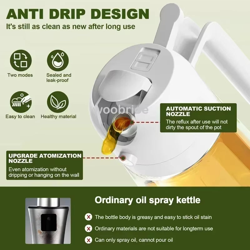 500Ml 2 in 1 Spray Oil Dispenser Olive Oil Spray Barbecue Cooking Olive Oil Jar Baking Vinegar Soy Sauce Spray Container