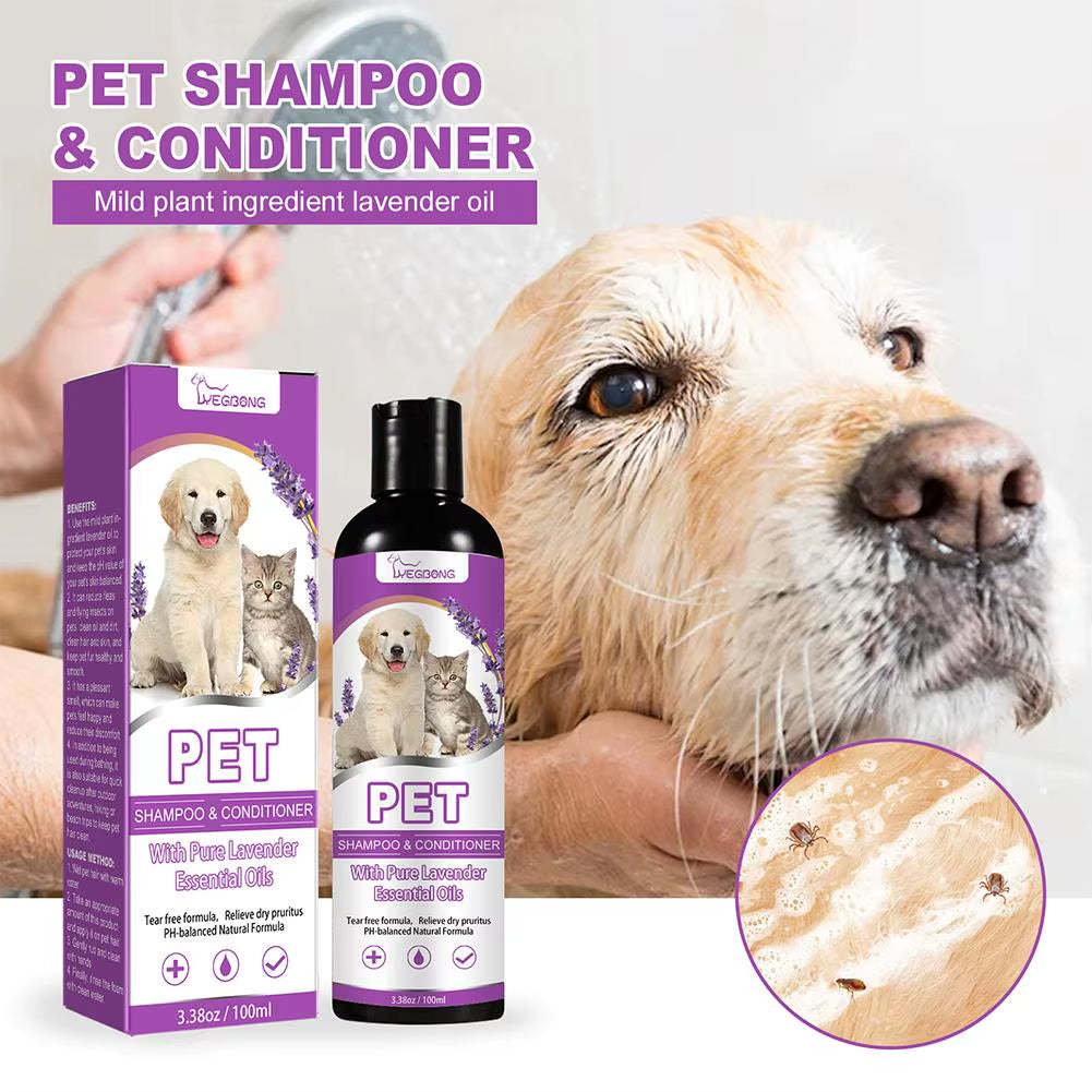 Puppy Shampoo for Dogs Cats Grooming Pet Flea Tick Control Relieve Itching Ph Balanced Cleaning Moisturizing Smooth Pet Shampoo