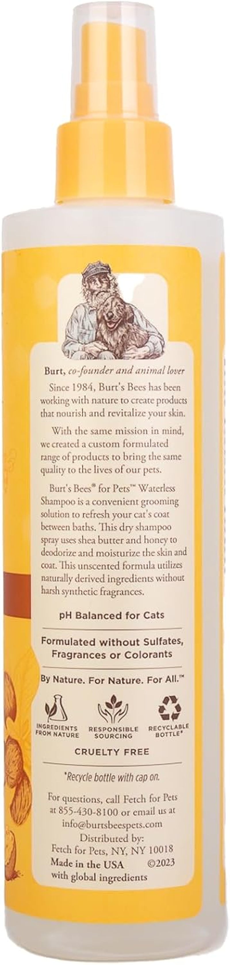 Waterless Cat Shampoo for Cats with Shea Butter and Honey - a No Rinse Dry Kitten Shampoo, Gentle Cat Grooming Supplies for Pet Cleaning, Kittens & Indoor Cats, 10 Fl Oz