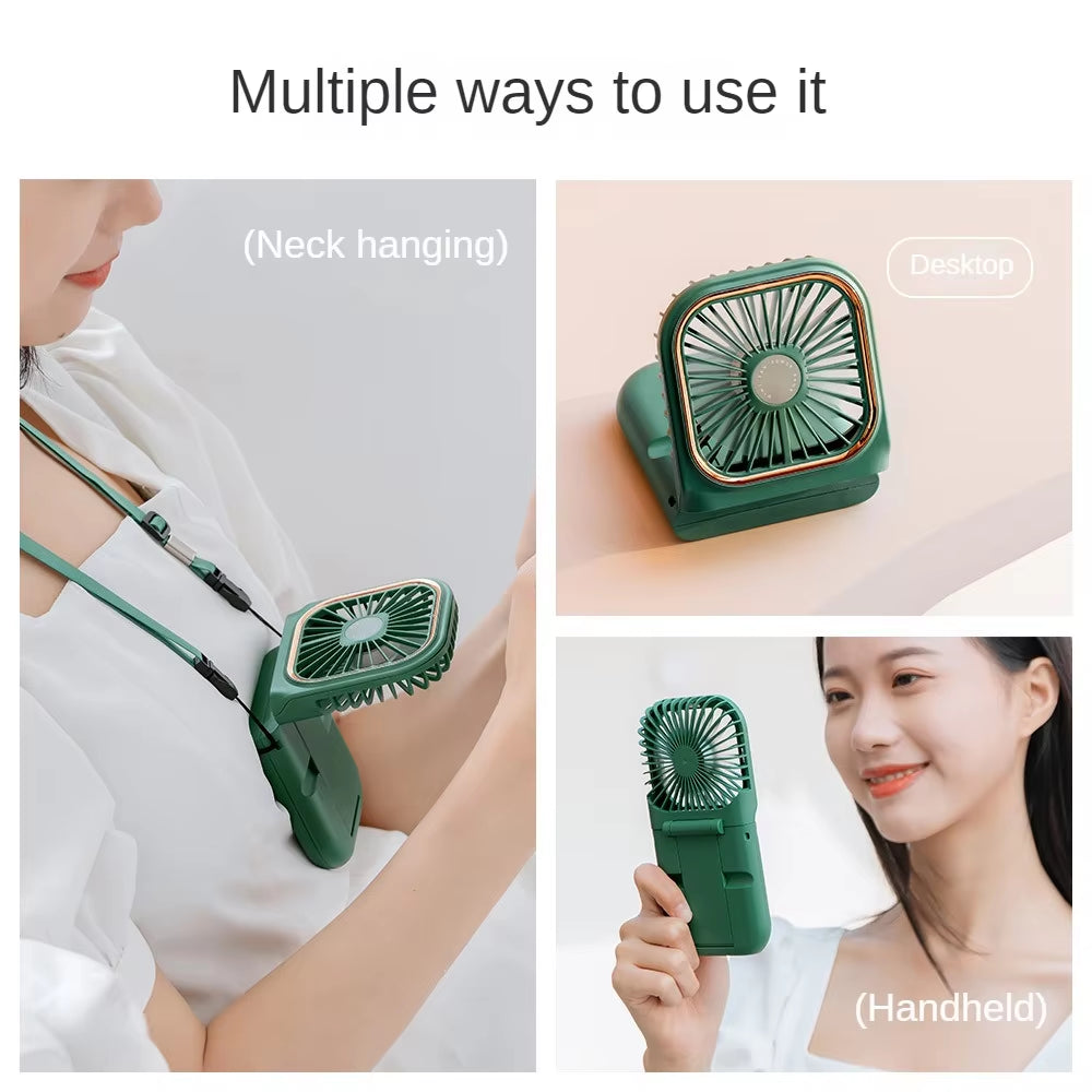 USB Halterneck Small Fan Outdoor Portable Handheld Fan Power Bank Ultra-Quiet Slim Folding Mini Desktop Fan F30