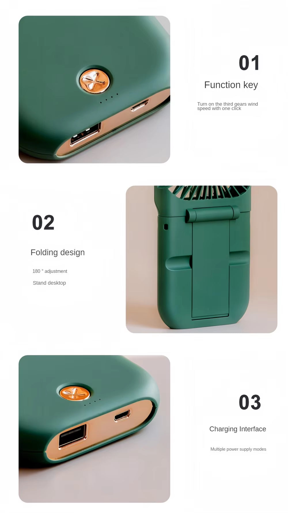 USB Halterneck Small Fan Outdoor Portable Handheld Fan Power Bank Ultra-Quiet Slim Folding Mini Desktop Fan F30